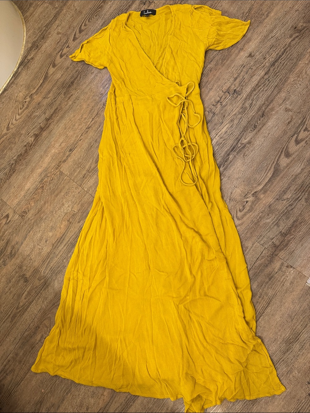 Lulu's Golden Yellow Wrap Maxi Dress